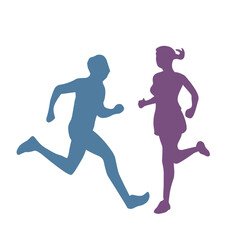 silhouette vector of male and female runners