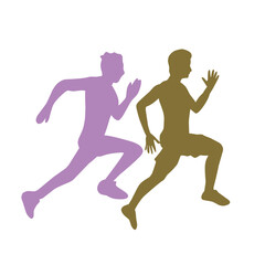 silhouette vector of male and female runners
