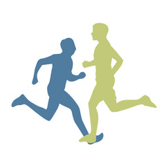 silhouette vector of male and female runners