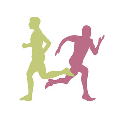 silhouette vector of male and female runners