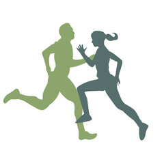 silhouette vector of male and female runners
