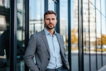 Fototapeta premium Confident Businessman Portrait of a Successful Professional in Modern City Setting