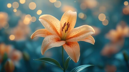 Fototapeta premium Ethereal beauty: A captivating peach lily in soft, dreamy light and bokeh