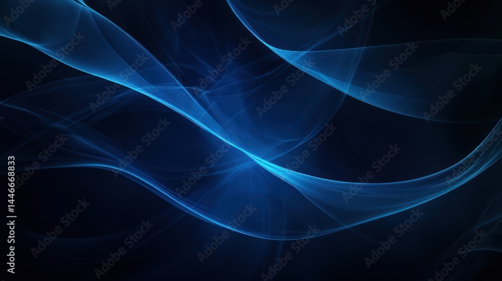 Aufkleber abstract blue glowing waves on a dark background, creating a dynamic and ethereal effect