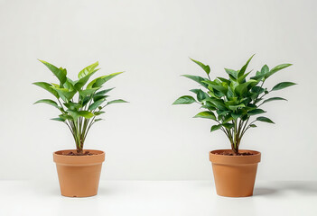 Fototapeta premium Comparison of Two Potted Green Plants