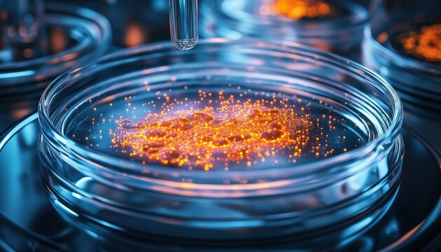 Advanced Biological Computer Research in Petri Dish with Glowing Organic Data Cells