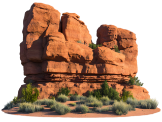 Isolated Red Rock Formation Illustration Background