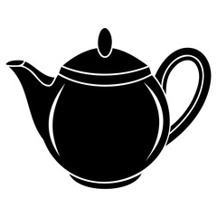 Teapot Icon Black Silhouette Vector Illustration on Transparent Background