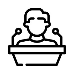 speech podium line icon