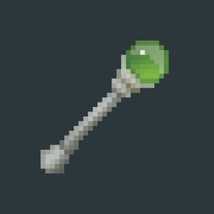 Fototapeta premium emerald staff in pixel art style with isolated background