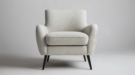 A white chair with a patterned seat and back