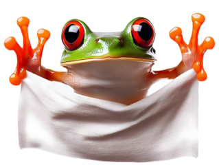 Isolated Cartoon Frog Holding White Towel - Illustration