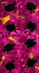 Abstract splattered art in magenta and gold
