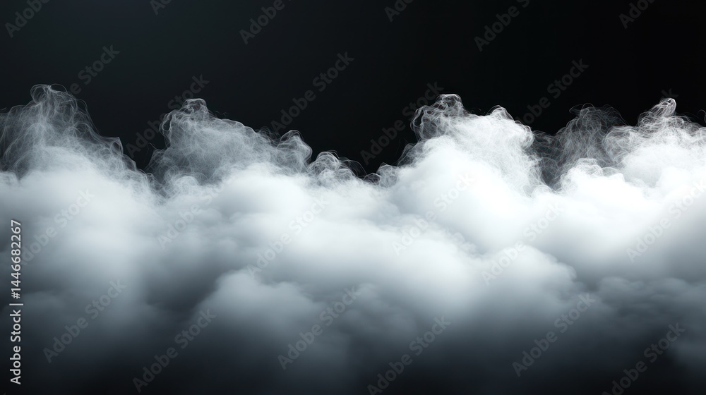 Poster white ethereal clouds against a dark background, creating a mysterious and atmospheric scene