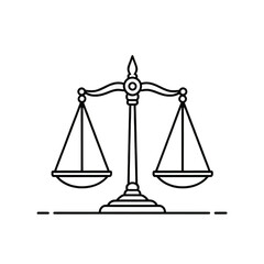 Scales of Justice Outline, Law Symbol, Transparent Background.