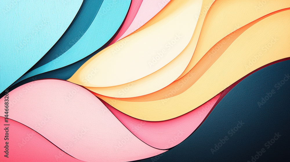 Poster an illustration of colorful abstract nature scenes with flowing curves and copy space creating a vib