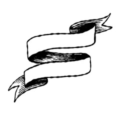 Vintage Ribbon Outline Banner Classic Flag Design for Labels, Journals, and Scrapbook Decoration