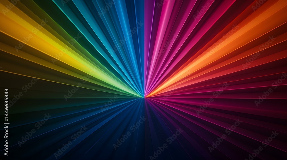 Poster the image contains a vibrant abstract design featuring numerous radiating lines of color, transition