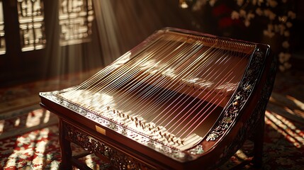 Sunlit Guzheng, traditional Chinese zither.