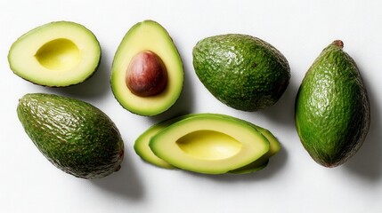 Avocado Variety on White Background