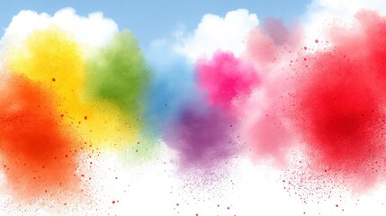 Obraz premium Vibrant Rainbow Powder Explosion Colorful Holi Fest Dreamy Sky Background