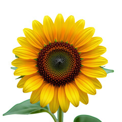 Obraz premium Vibrant Sunflower Bloom: Yellow Petals, Brown Center, transparent background.