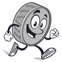 Obraz premium Cartoon Running Coin Character with Fun Expression Representing Money and Financial Concepts