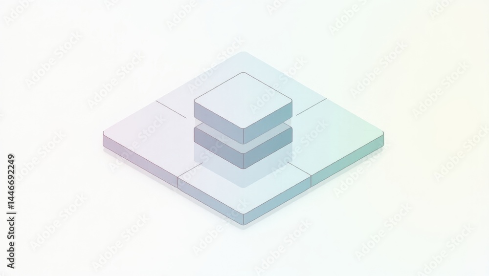 Poster itada. simple block structure. isolated 2d isometric illustration. simple block stack conveys isolat