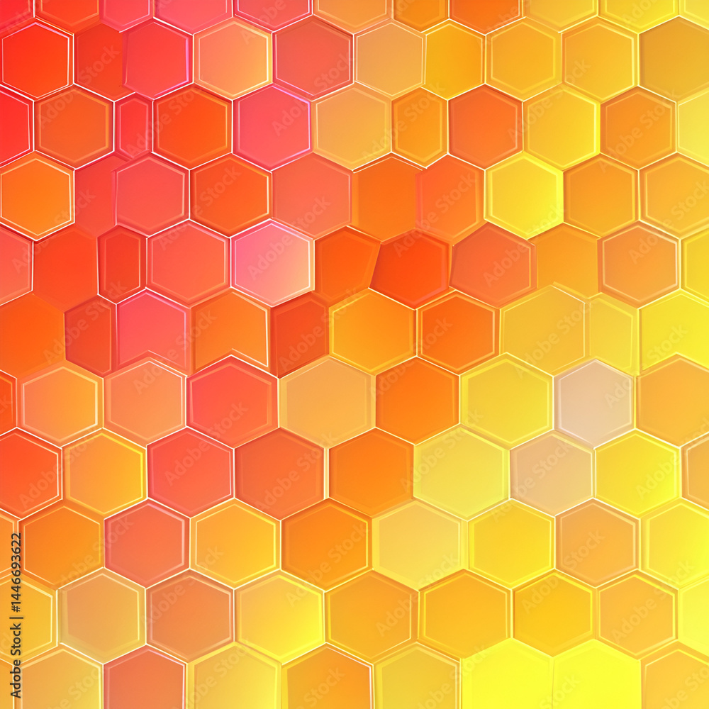 Poster gradient coral hexagon background digital design graphic art visual aesthetics abstract concept