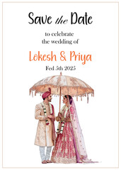 Beautiful indian wedding invites with couples 