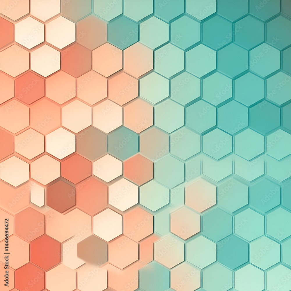 Poster creating coral and teal harmony in abstract design digital art seamless pattern graphic environment 