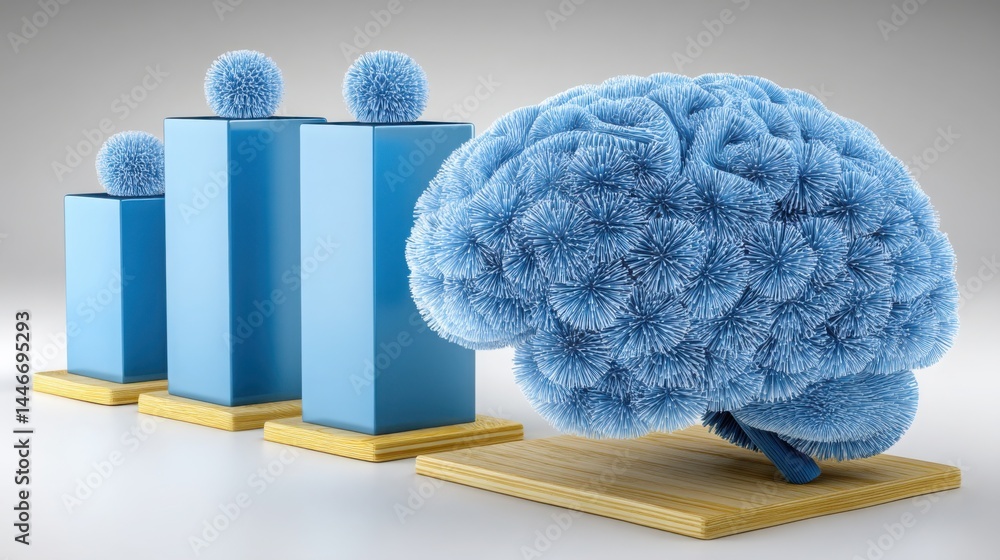 Poster human brain symbolizing intelligence and cognitive functionality representing advanced thought and d