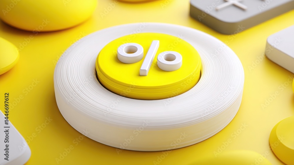Aufkleber yellow button surrounded by white and grey buttons representing core kpi elegance icon concept just 