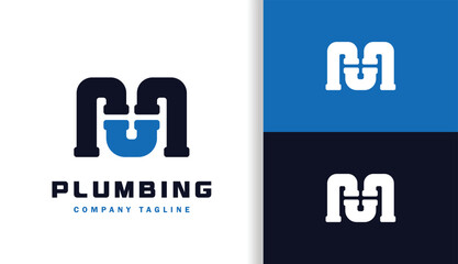 LETTER M WITH PLUMBING LOGO