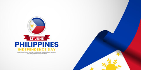Philippines independence day design with Realistic Waving flag Vector Illustration