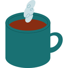 Flat Vector Illustration of a Hot Coffee Cup with Steam Rising