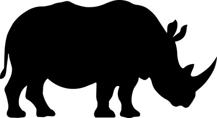 vector illustration of a rhinoceros , Silhouette of a rhinoceros on a white background, 