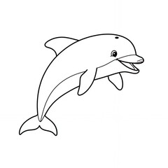 Obraz premium Dolphin leaping black and white simple outline illustration