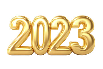 2023 Gold 3D Illustration Transparent Background