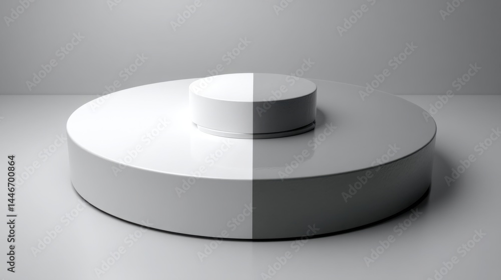 Poster minimalist white object displayed on a wooden table representing emotion-informed portfolio construc