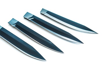 Obraz premium Set of four sharp Japanese blades isolated on white background
