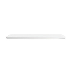 Simple bright white minimalist floating shelf casting a subtle shadow, offering a clean empty surface for displaying decor.
