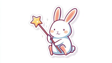 Cute Cartoon Rabbit with Wand
