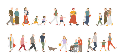 歩く人たちのセット