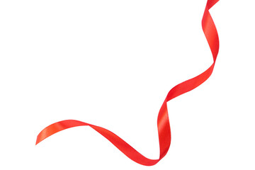 curly red ribbon frame with empty space isolated on white background