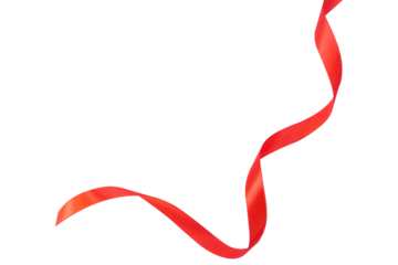 curly red ribbon frame with empty space isolated on white background