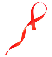 red satin ribbon on transparent background
