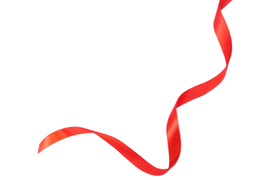 curly red ribbon frame with empty space isolated on white background
