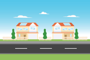 Housing area Concept. Colored flat vector illustration isolated