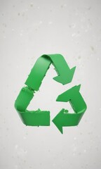 Obraz premium A single, vibrant green recycling symbol on white background , vivid, circular